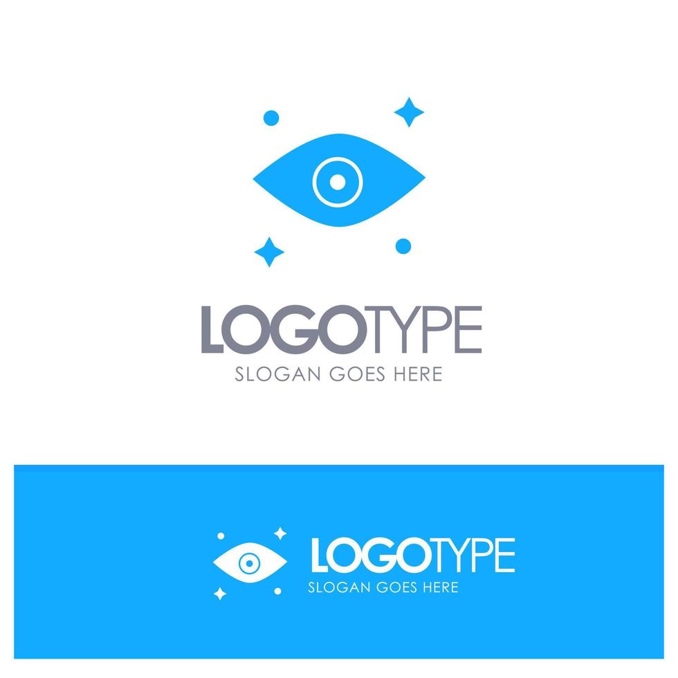 Eye Eyes Watching Blue Solid Logo with place for tagline vector