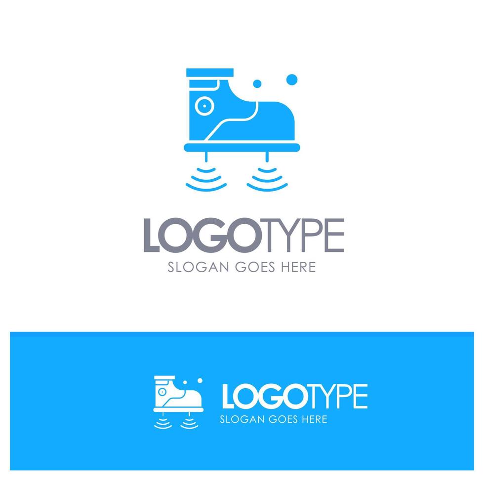 Shoes Wifi Service Technology Blue Solid Logo with place for tagline vector