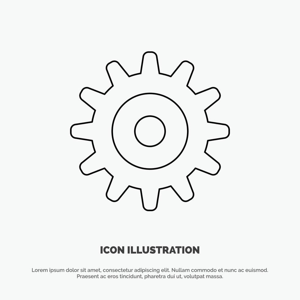 Gear Setting Wheel Line Icon Vector