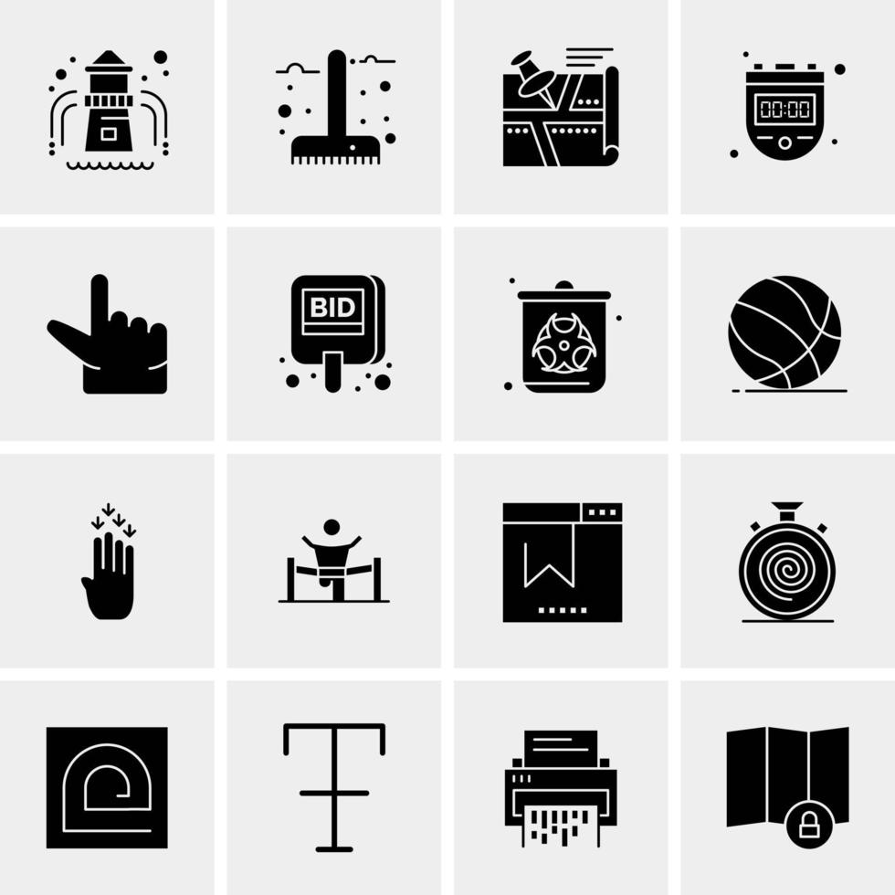 16 iconos de negocios universales vector ilustración de icono creativo para usar en proyectos relacionados con la web y dispositivos móviles