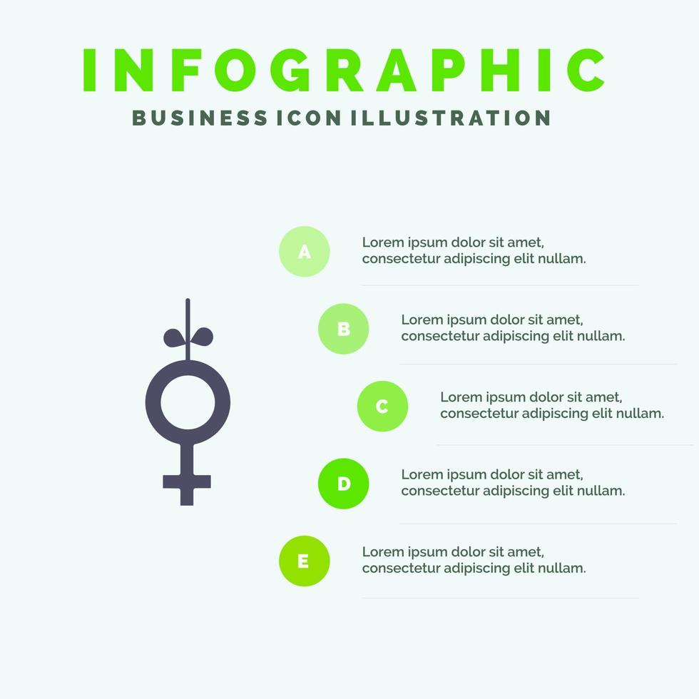 plantilla de presentación de infografía de cinta de símbolo de género presentación de 5 pasos vector