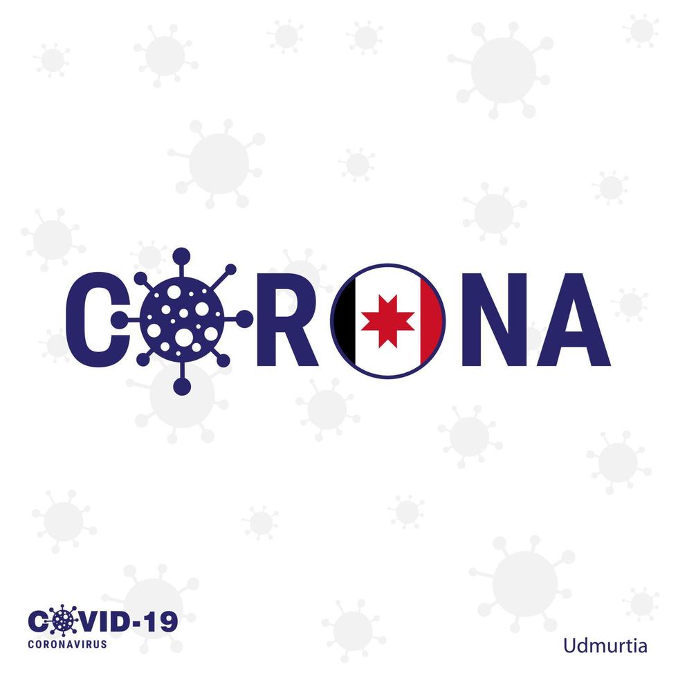 Udmurtia Coronavirus Typography COVID19 country banner Stay home Stay Healthy Take care of your own health vector