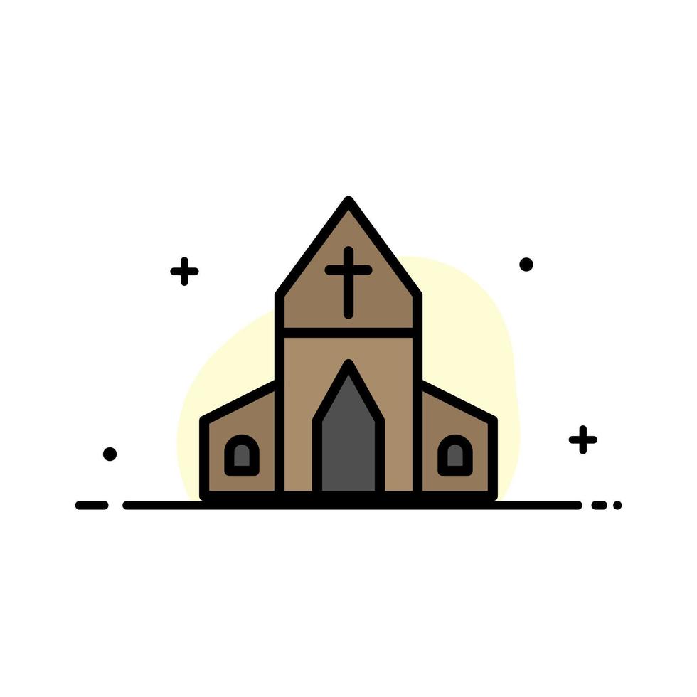 iglesia casa pascua cruz negocio línea plana icono lleno vector banner plantilla