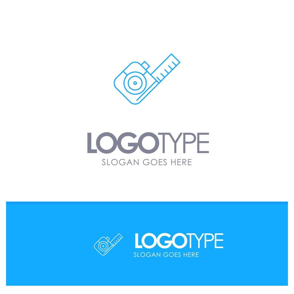 Measure Measuring Tape Tool Blue outLine Logo with place for tagline vector