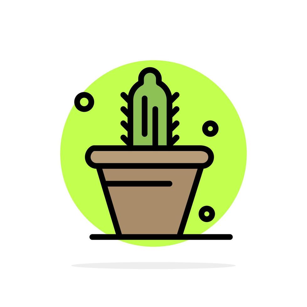 Cactus Nature Pot Spring Abstract Circle Background Flat color Icon vector