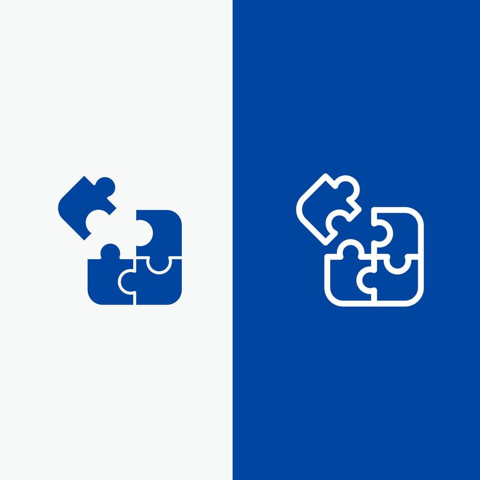 Jigsaw Puzzle Science Solution Line and Glyph Solid icon Blue banner Line and Glyph Solid icon Blue banner vector