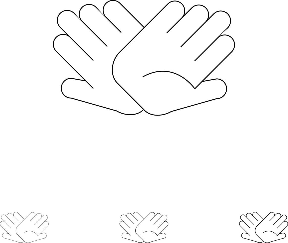 Charity Hands Help Helping Relations Bold and thin black line icon set vector