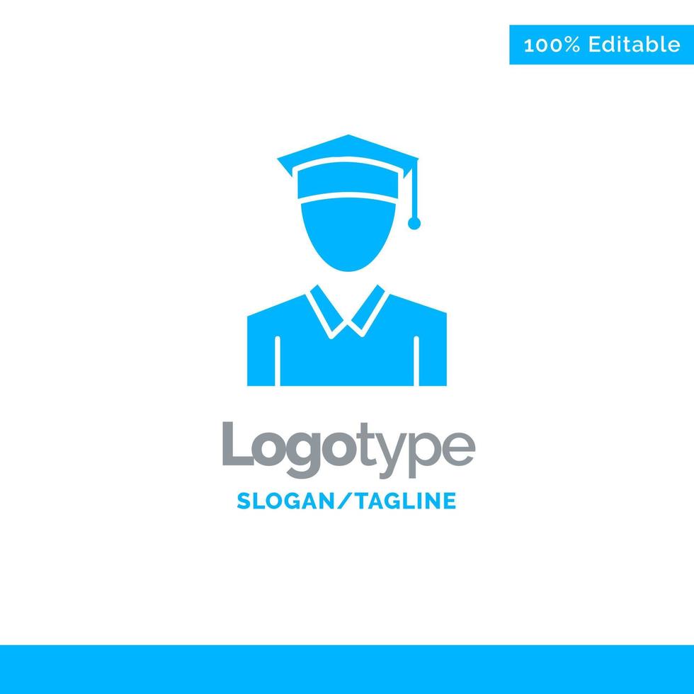 gorra educación graduación azul sólido logotipo plantilla lugar para eslogan vector