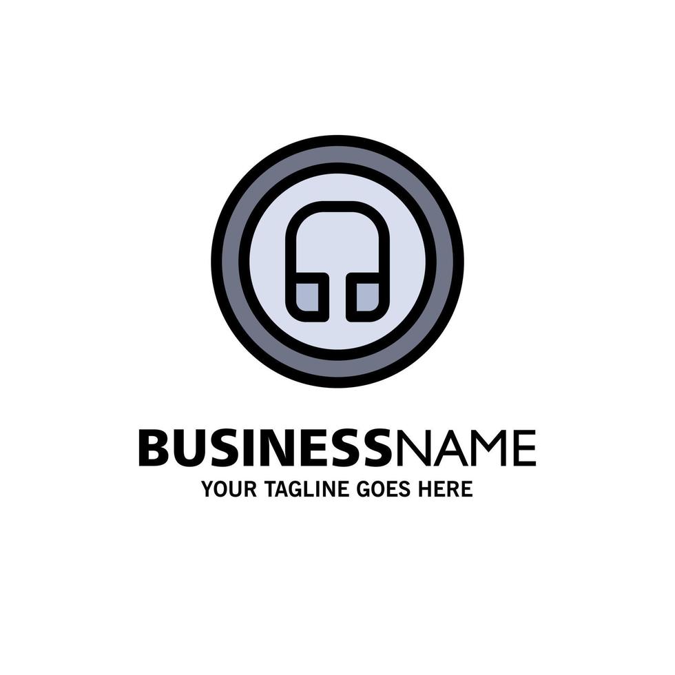 Earphone Headphone Basic Ui Business Logo Template Flat Color vector