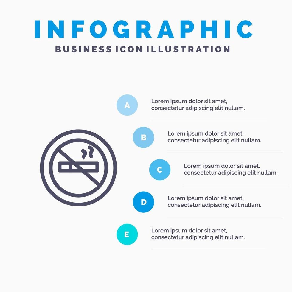 No smoking Smoking No Hotel Blue Infographics Template 5 Steps Vector Line Icon template