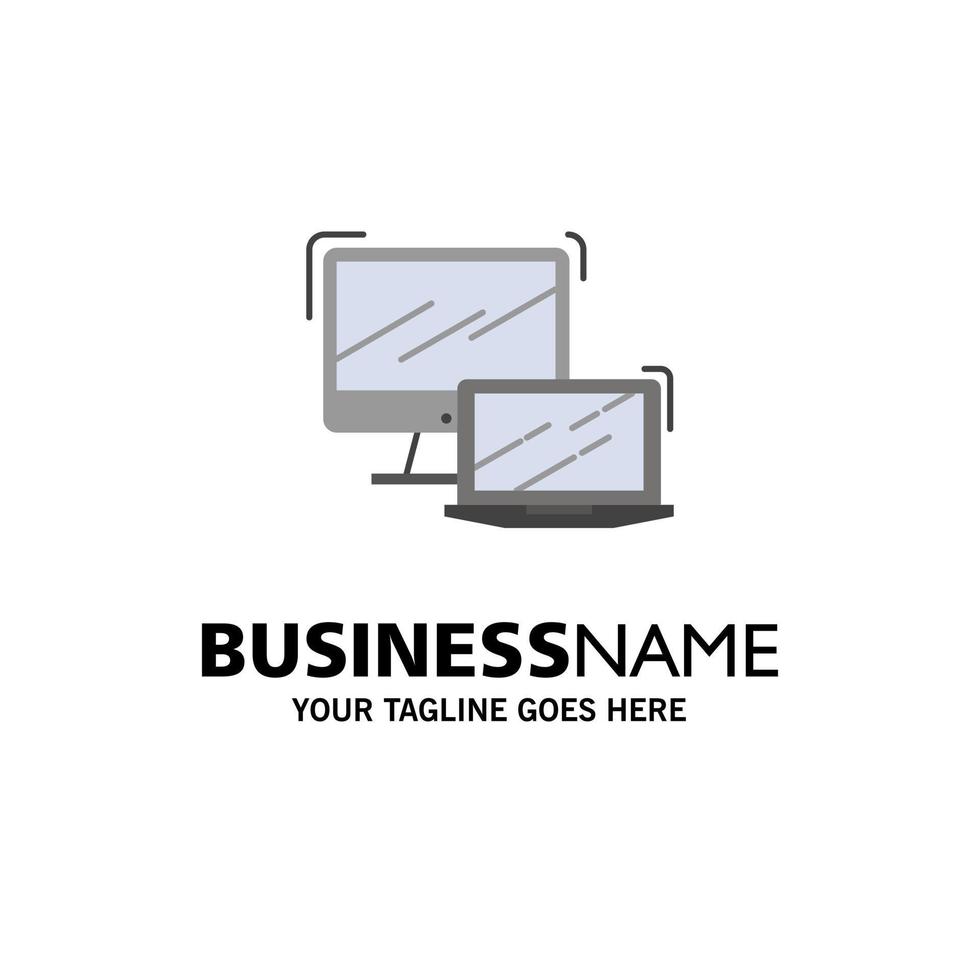 Computer Business Laptop MacBook Technology Business Logo Template Flat Color vector