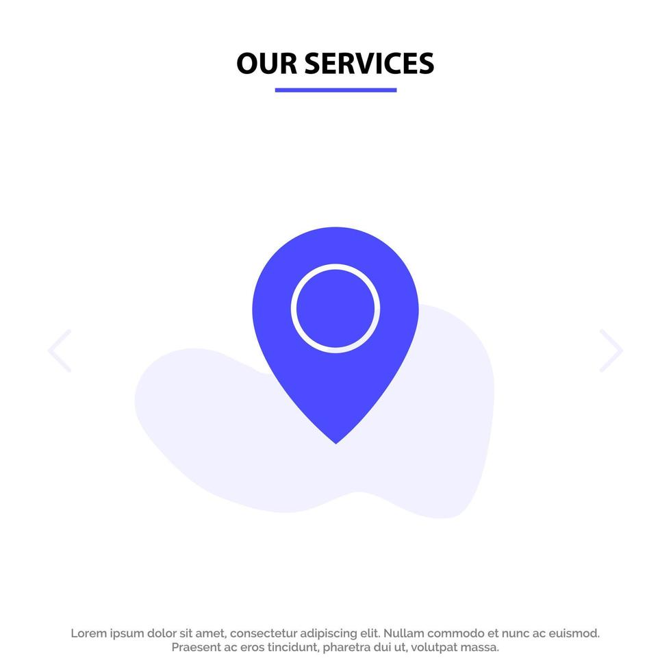 Our Services Twitter Location Map Solid Glyph Icon Web card Template vector