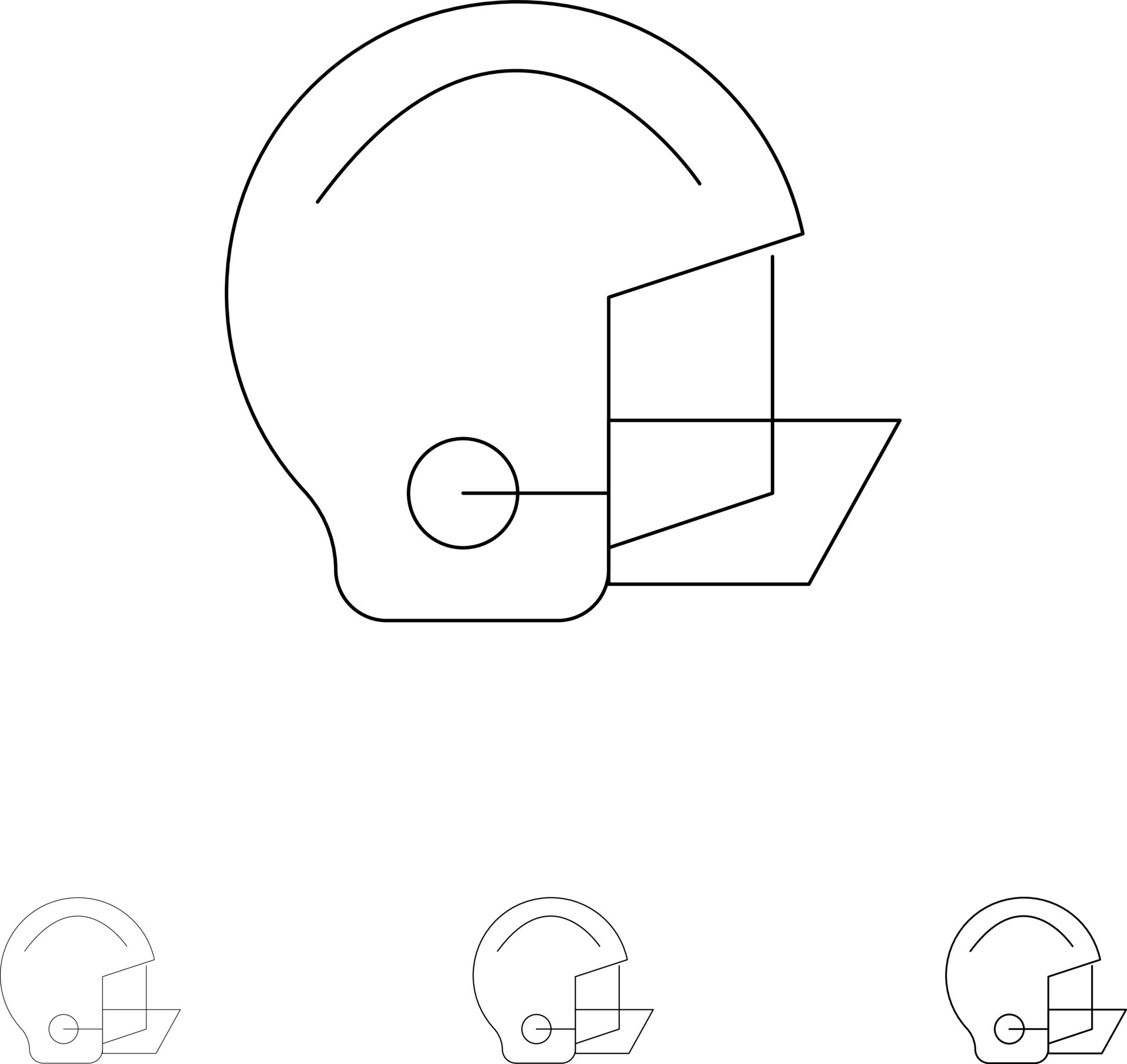 American Equipment Football Helmet Protective Bold and thin black line