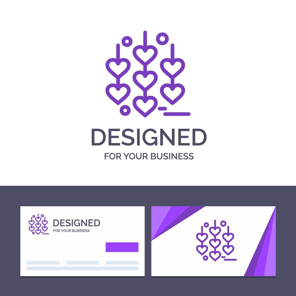 Ilustración de vector de cadena de amor de corazón de plantilla de logotipo y tarjeta de visita creativa