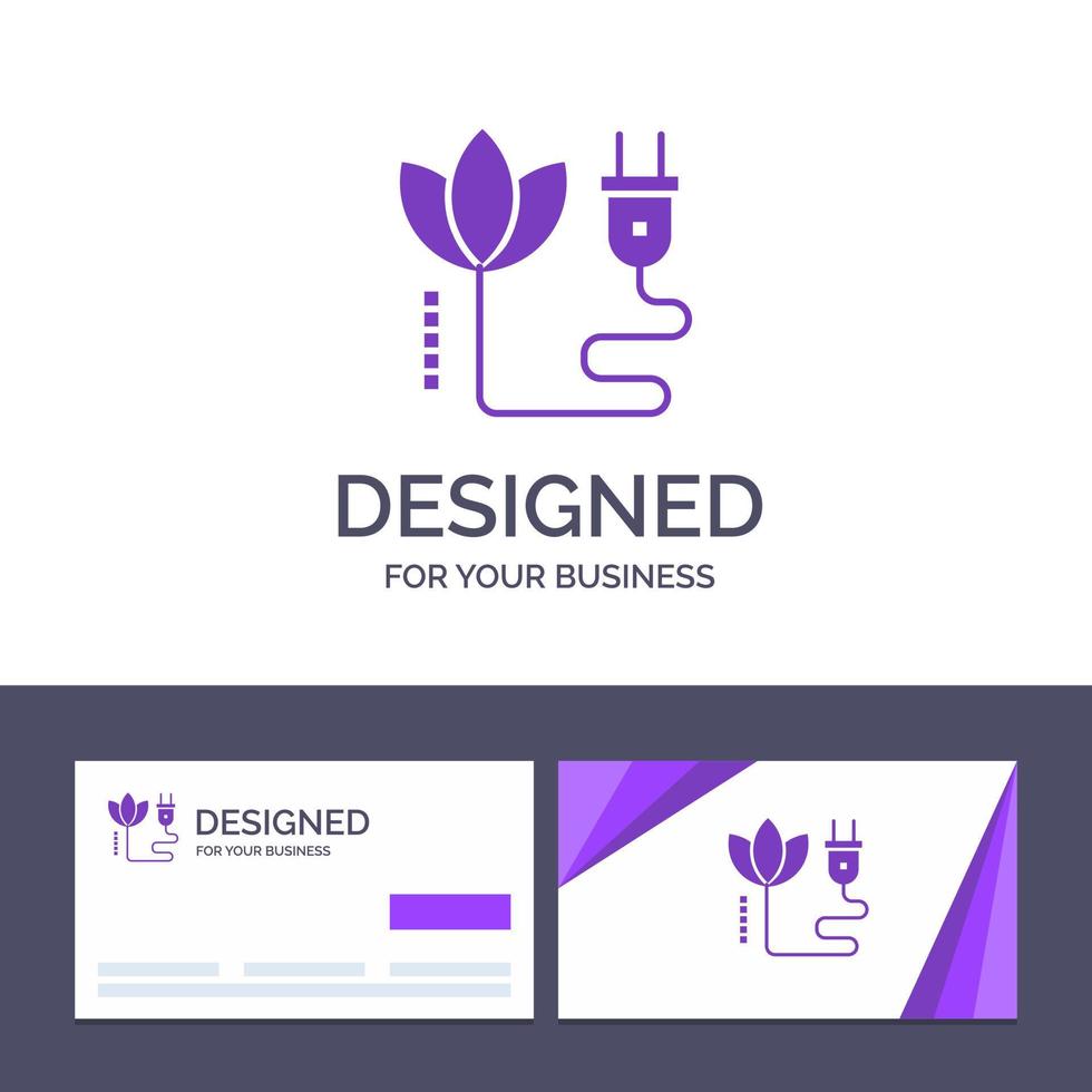 Creative Business Card and Logo template Biomass Energy Cable Plug Vector Illustration