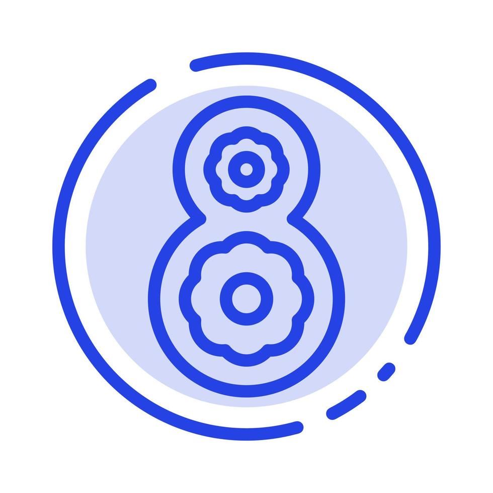 Eight 8th 8 Flower Blue Dotted Line Line Icon vector