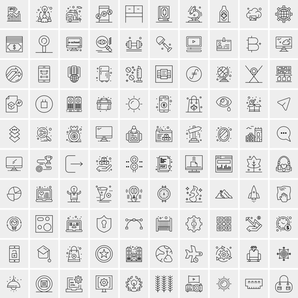 Pack of 100 Universal Line Icons for Mobile and Web vector