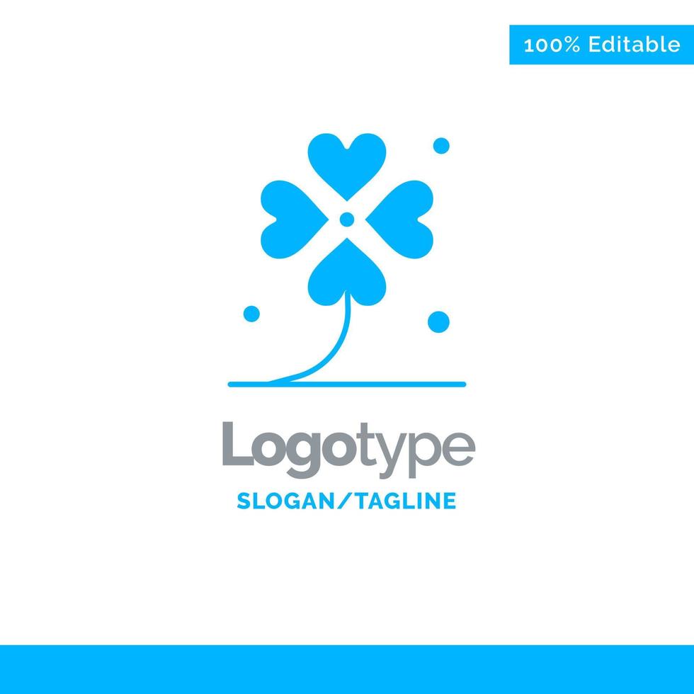 trébol cuatro irlanda irlandesa suerte azul plantilla de logotipo sólido lugar para el eslogan vector