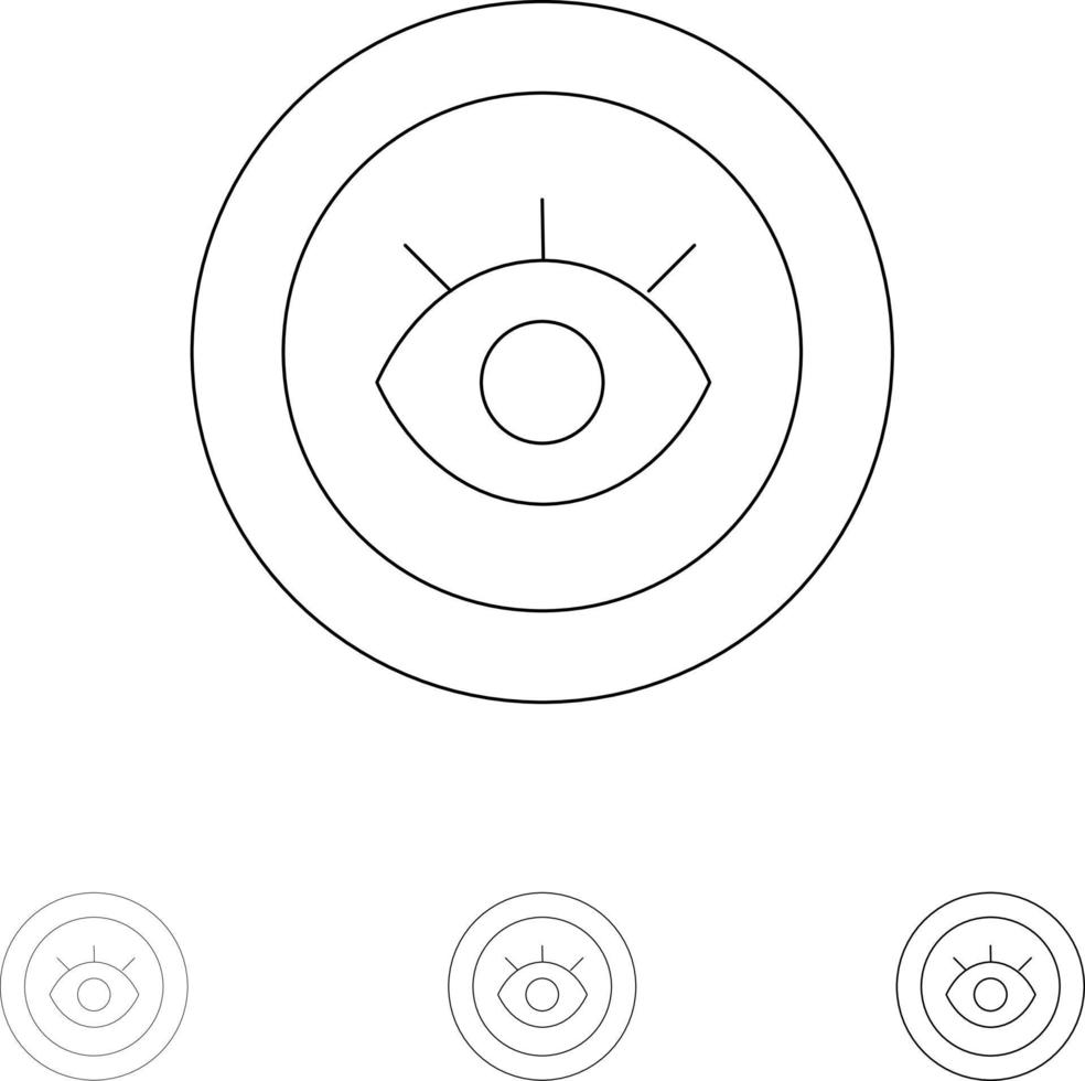 Eye Service Support Technical Bold and thin black line icon set vector