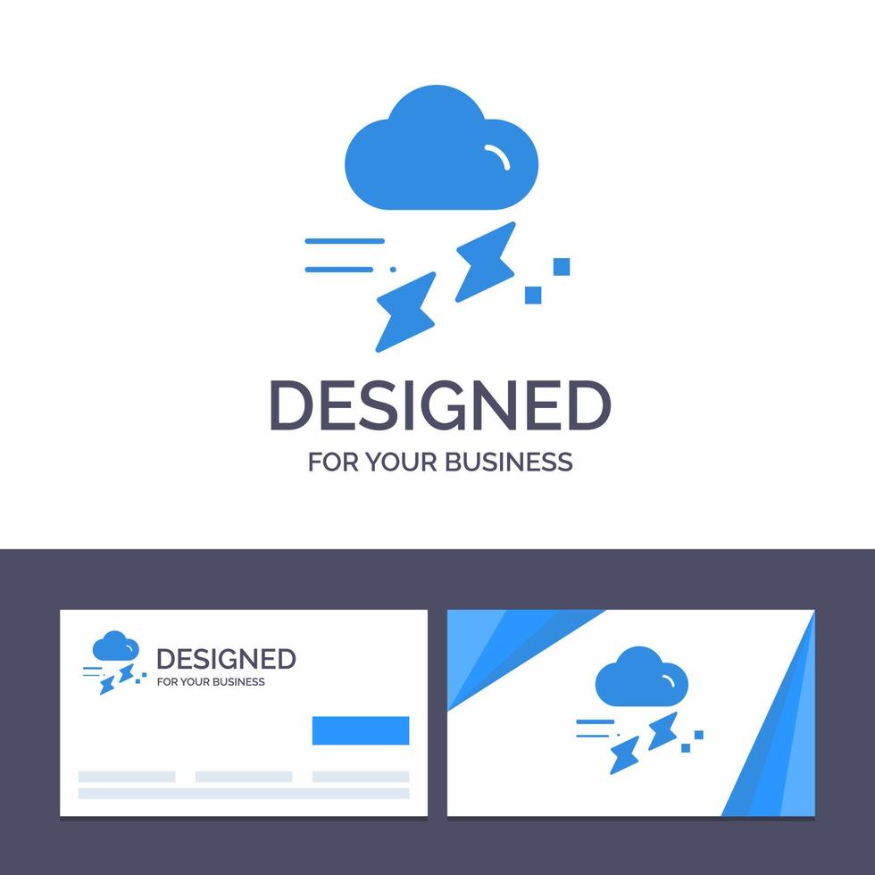tarjeta de visita creativa y plantilla de logotipo nube lluvia lluvia lluvia trueno ilustración vectorial vector