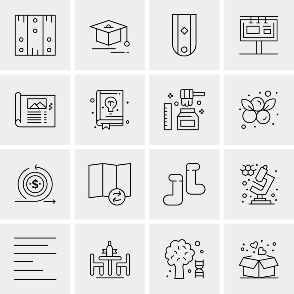 16 iconos de negocios universales vector ilustración de icono creativo para usar en proyectos relacionados con la web y dispositivos móviles