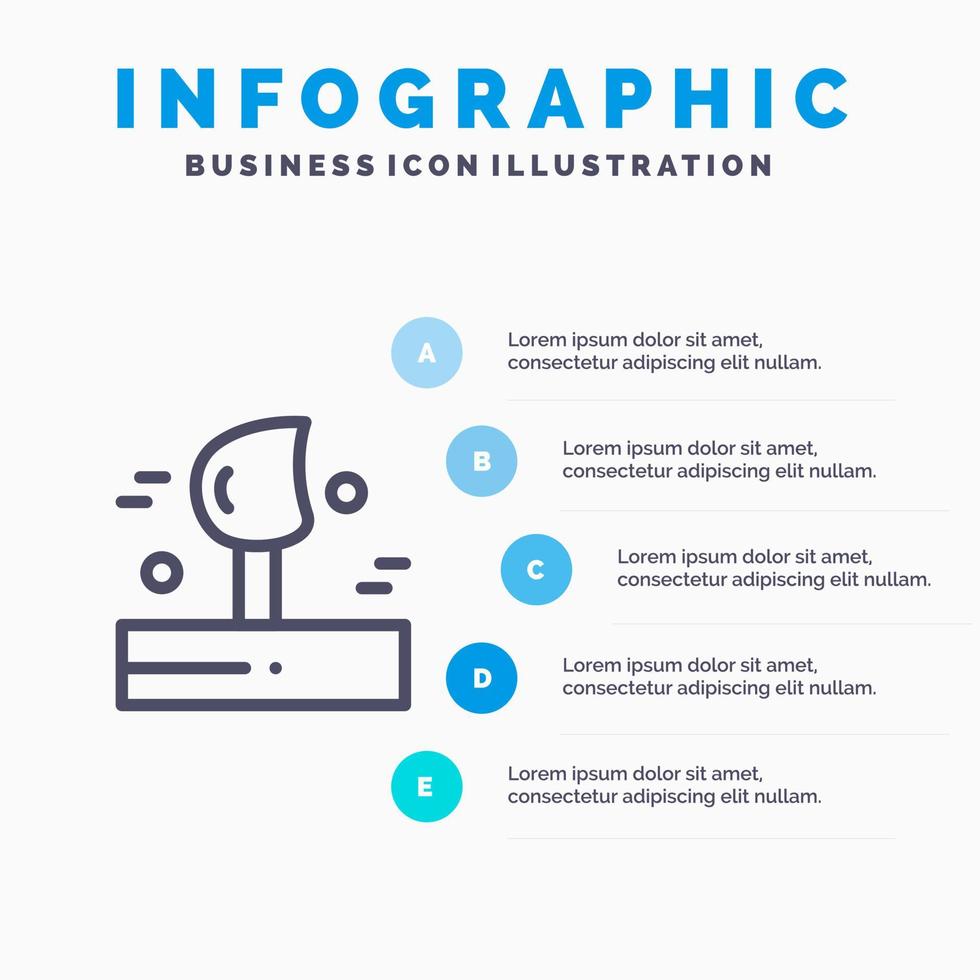 icono de línea de invierno de viento de tiempo que sopla con fondo de infografía de presentación de 5 pasos vector