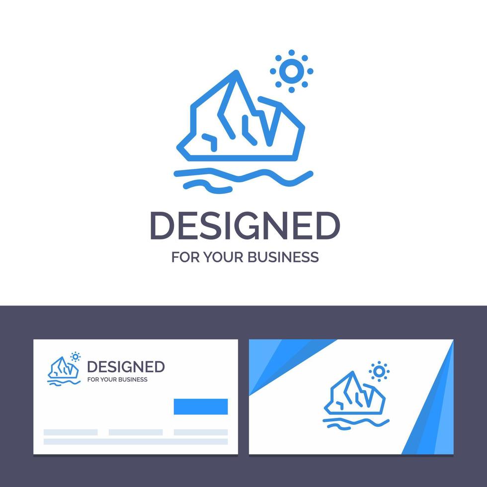 tarjeta de visita creativa y plantilla de logotipo entorno ecológico hielo iceberg fusión ilustración vectorial vector