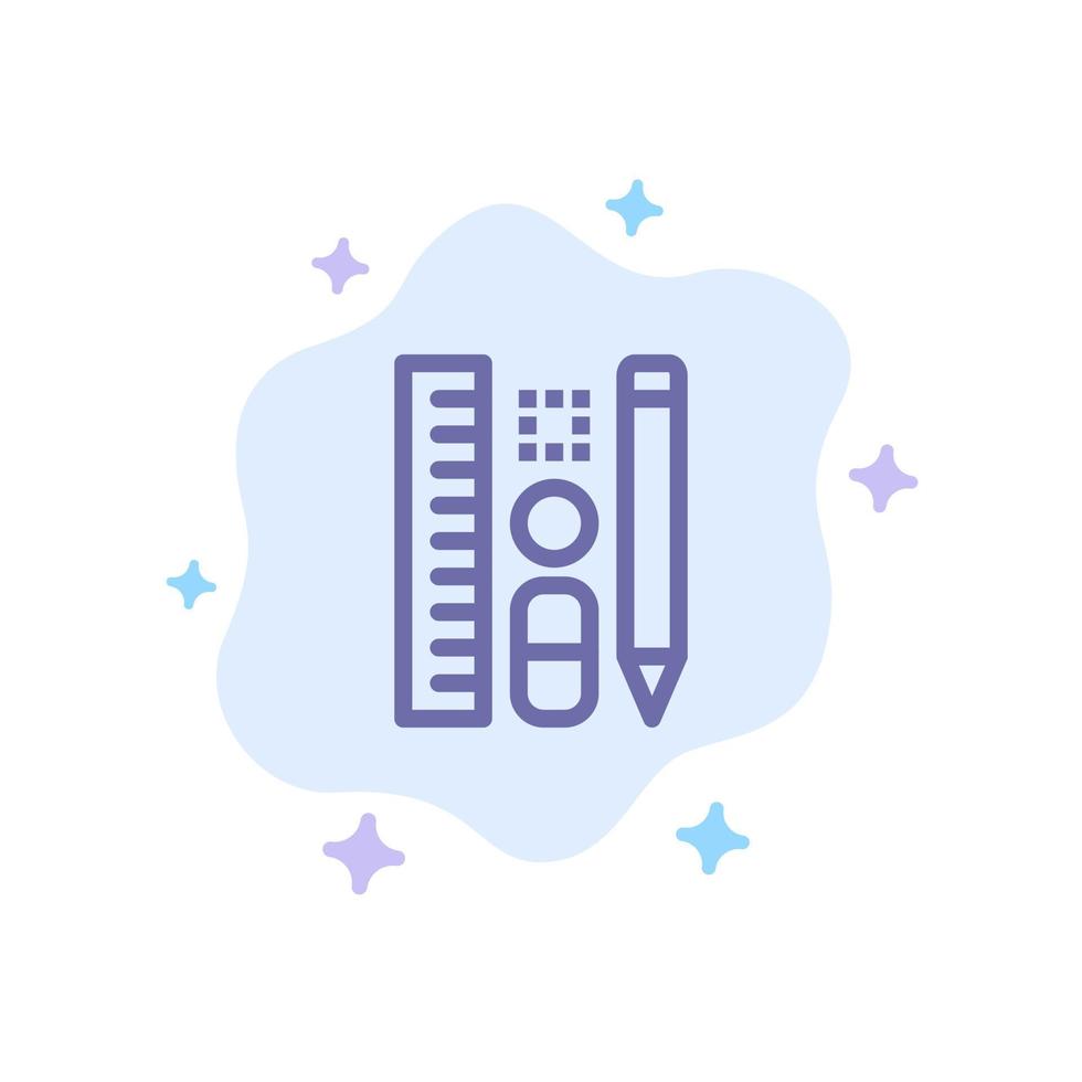 Pen Pencil Scale Education Blue Icon on Abstract Cloud Background vector