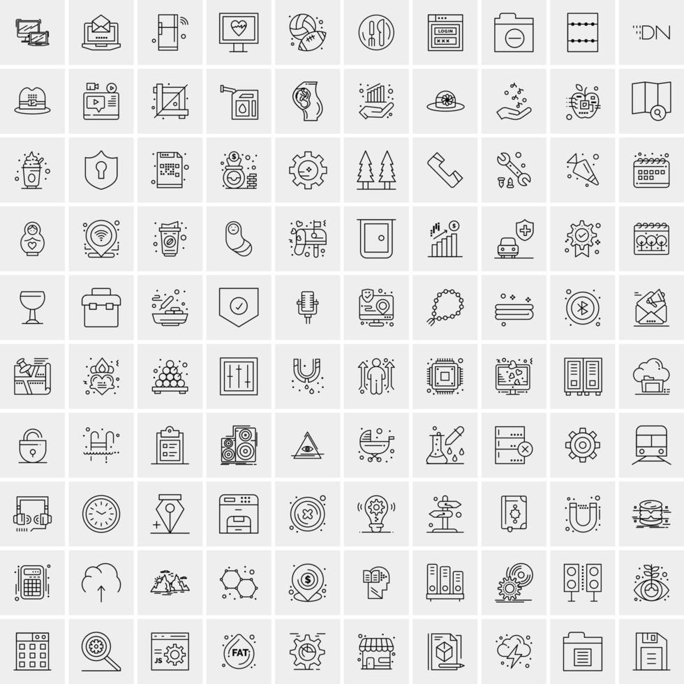 Pack of 100 Universal Line Icons for Mobile and Web vector