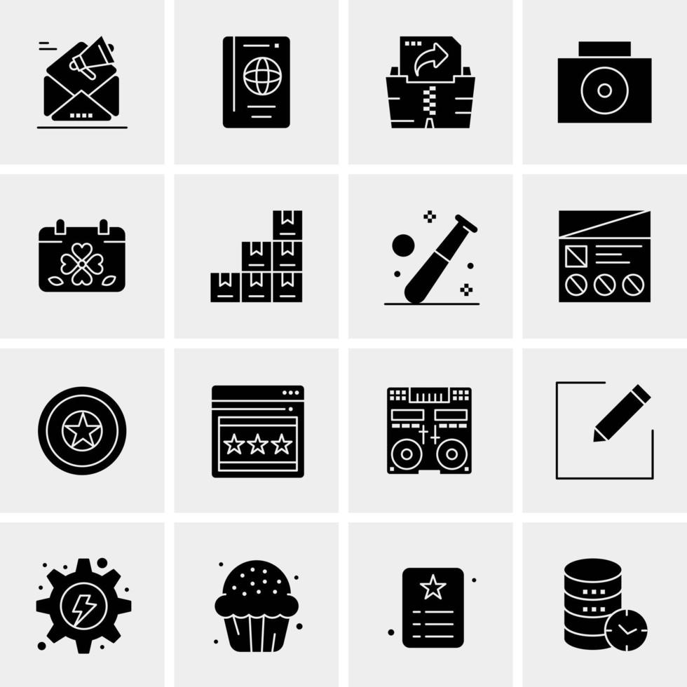 16 iconos de negocios universales vector ilustración de icono creativo para usar en proyectos relacionados con la web y dispositivos móviles