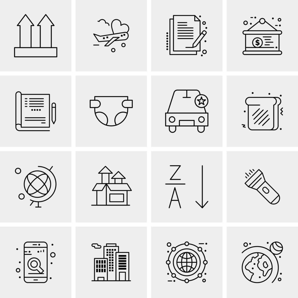 16 iconos de negocios universales vector ilustración de icono creativo para usar en proyectos relacionados con la web y dispositivos móviles