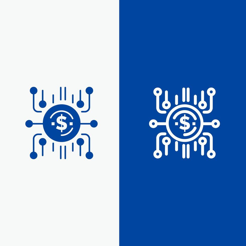 fondo colectivo financiación colectiva venta multitud venta multitud línea de financiación y glifo icono sólido bandera azul línea y glifo icono sólido bandera azul vector