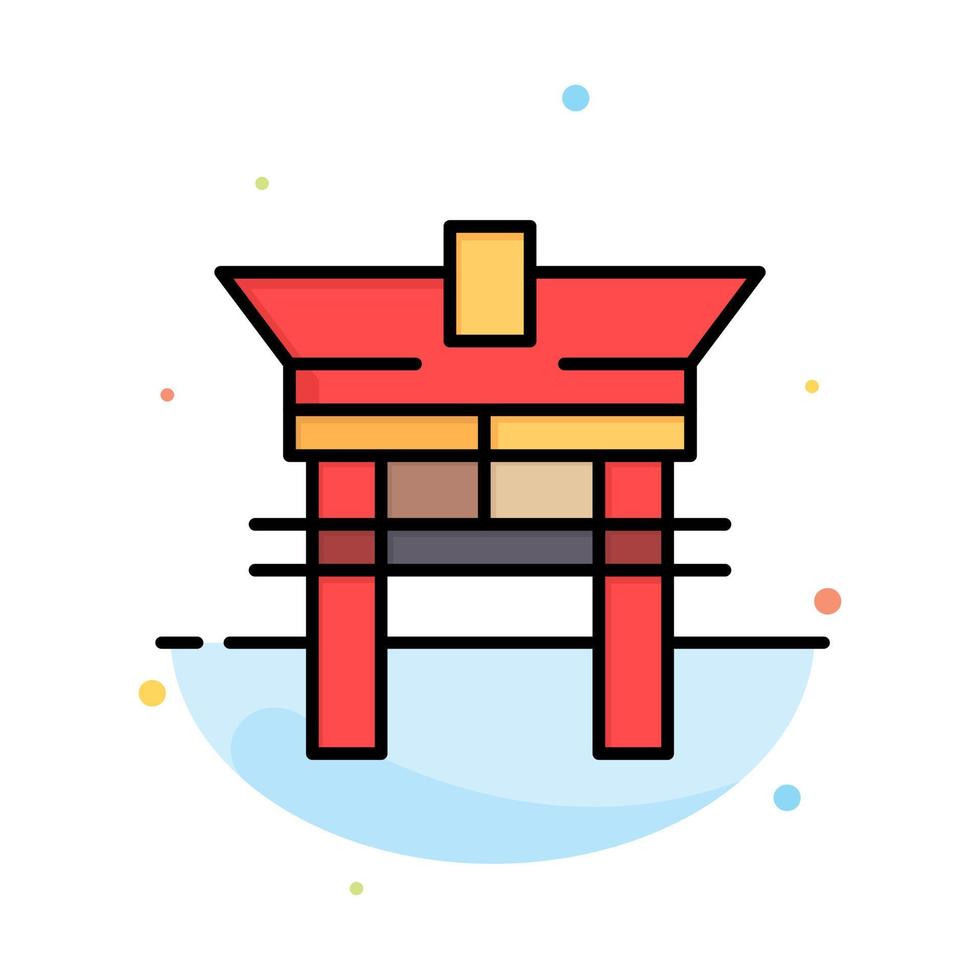 Gate Bridge China Chinese Abstract Flat Color Icon Template vector