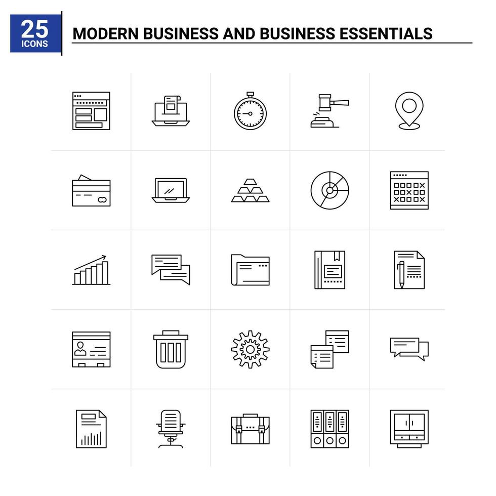 25 Modern Business and business essentials icon set vector background