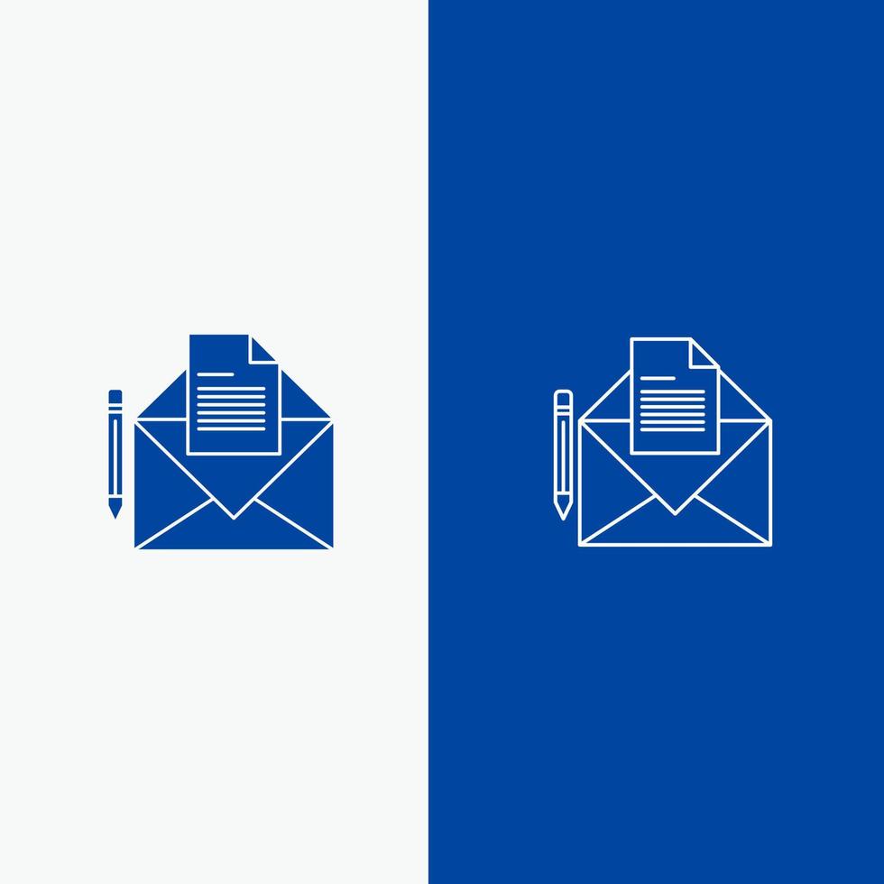 mensaje de correo fax línea de carta y glifo icono sólido bandera azul línea y glifo icono sólido bandera azul vector