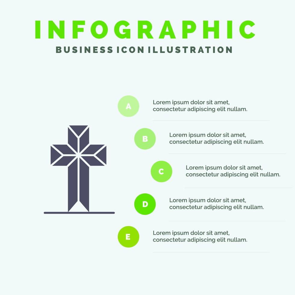 Celebration Christian Cross Easter Solid Icon Infographics 5 Steps Presentation Background vector