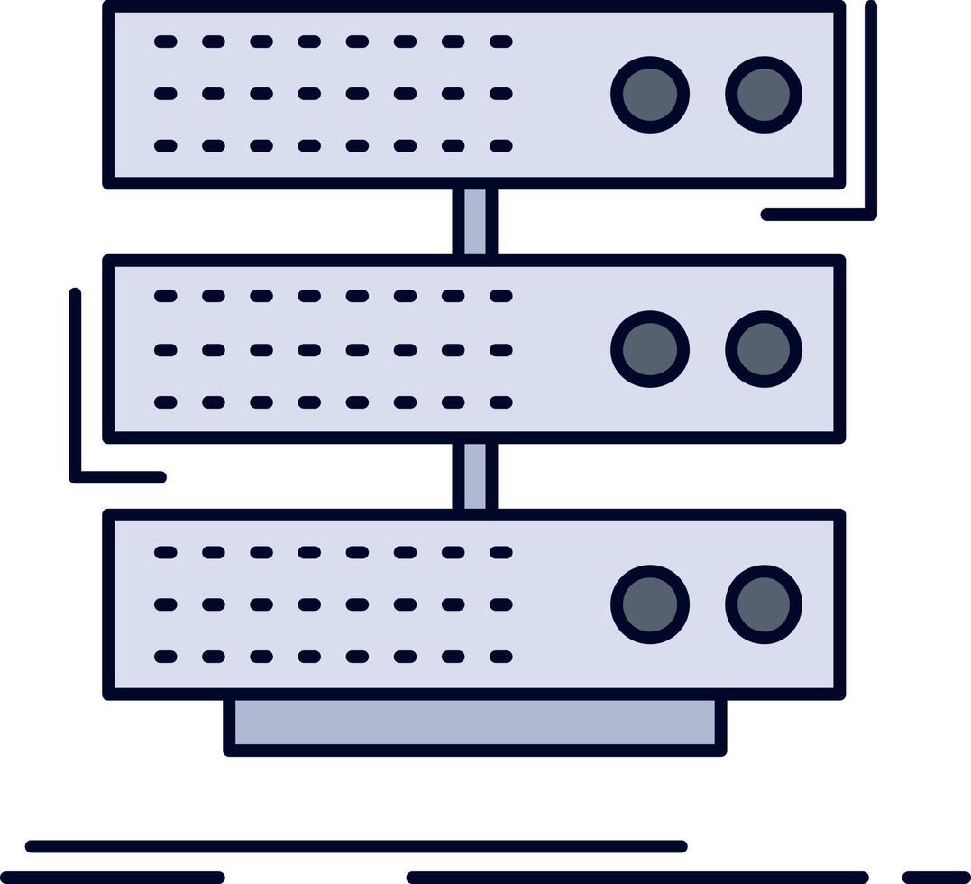 vector de icono de color plano de datos de base de datos de rack de almacenamiento de servidor