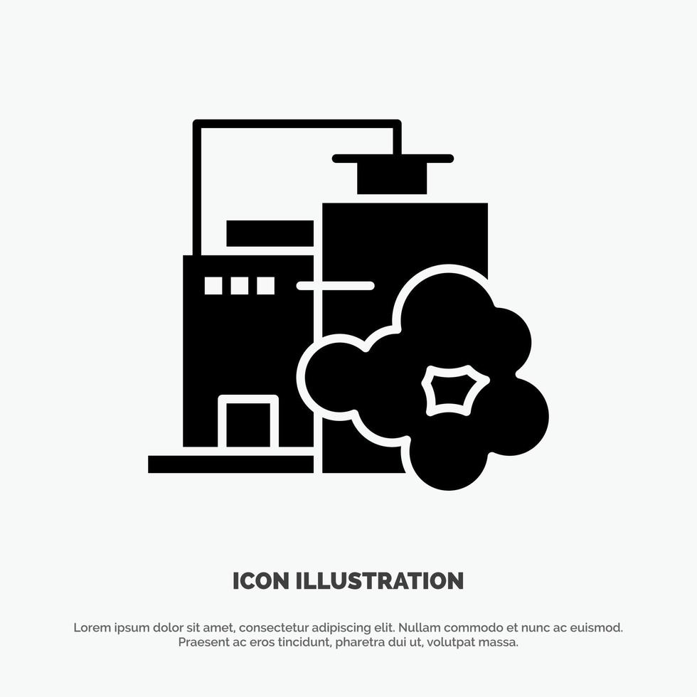 Factory Industry Landscape Pollution solid Glyph Icon vector