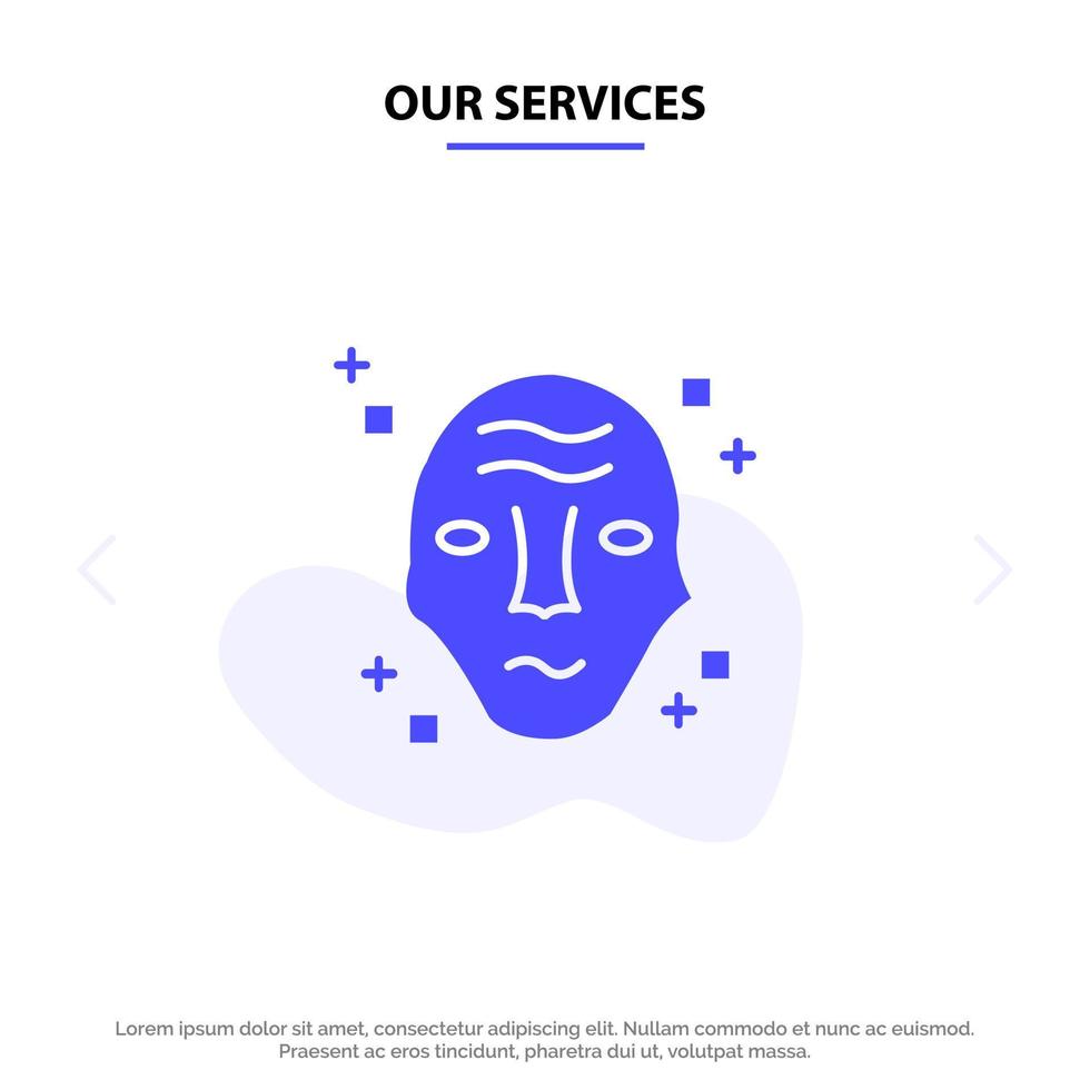 Our Services Alien Galaxy Science Space Ufo Solid Glyph Icon Web card Template vector