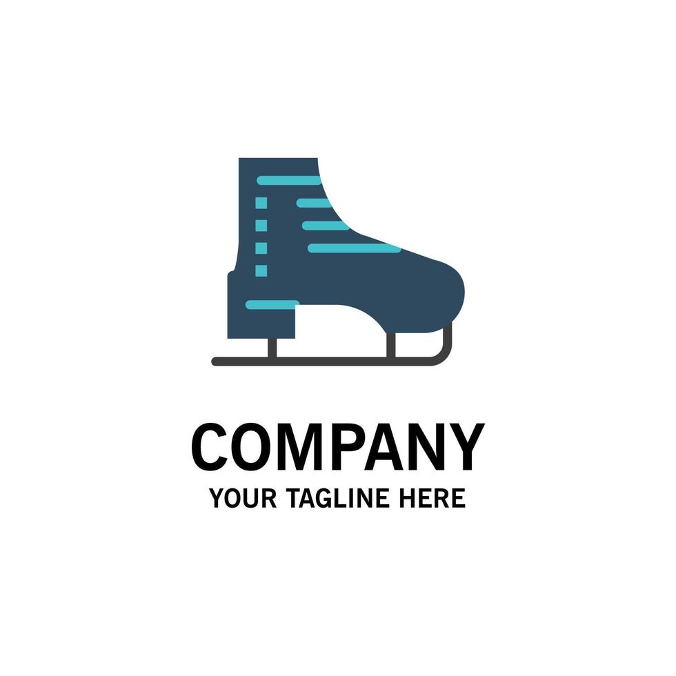 Boot Ice Skate Skates Skating Business Logo Template Flat Color vector