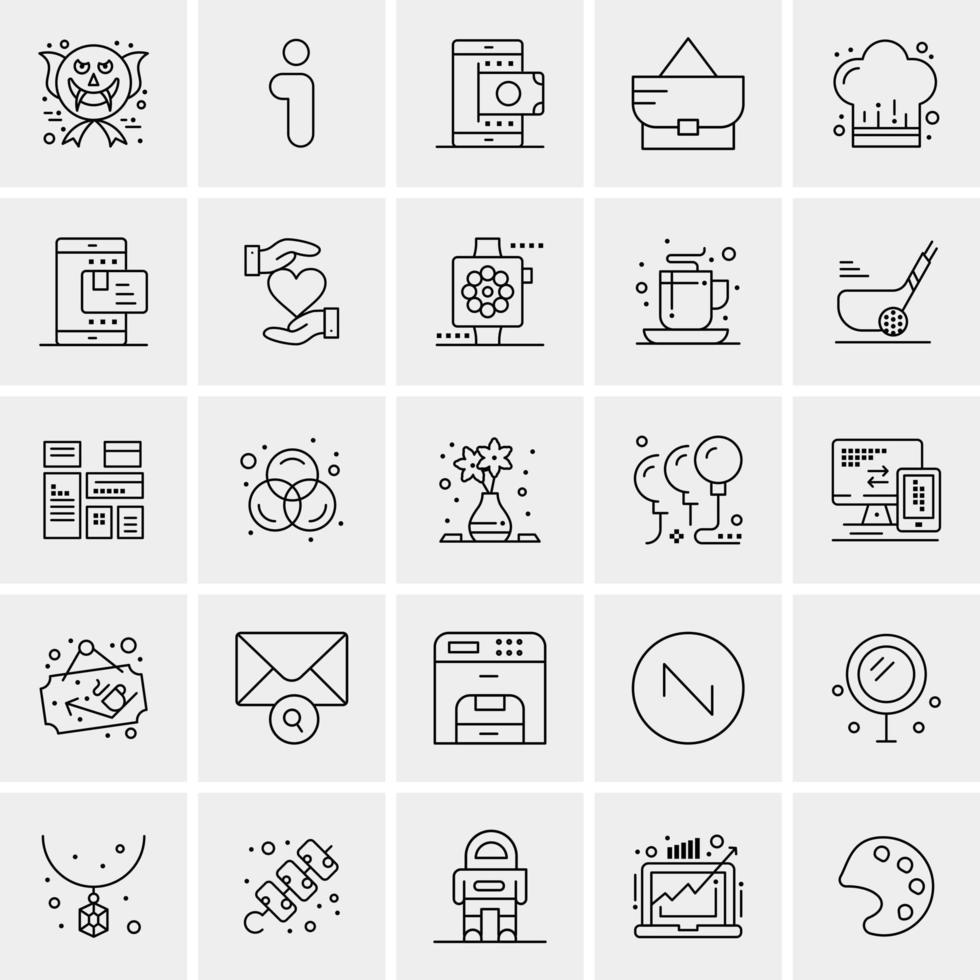 25 iconos de negocios universales vector ilustración de icono creativo para usar en proyectos relacionados con la web y dispositivos móviles