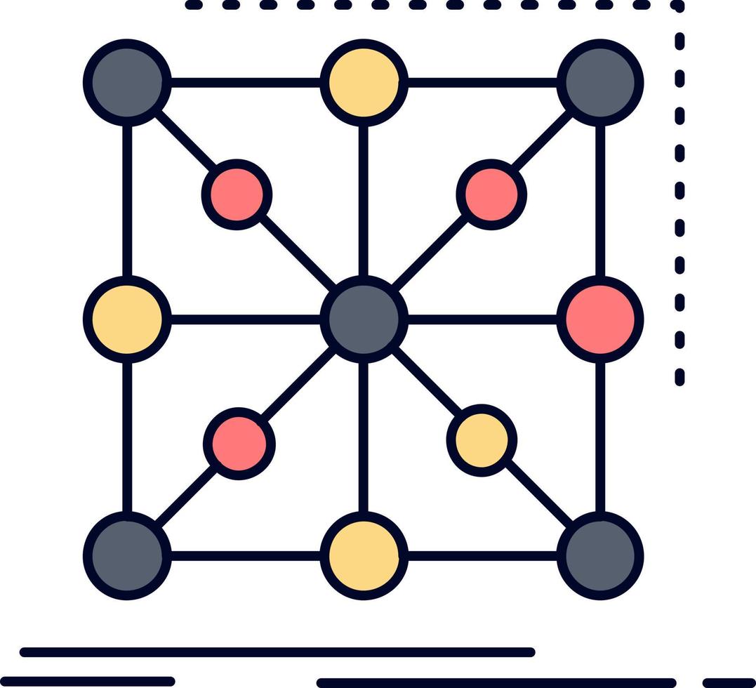 Data framework App cluster complex Flat Color Icon Vector