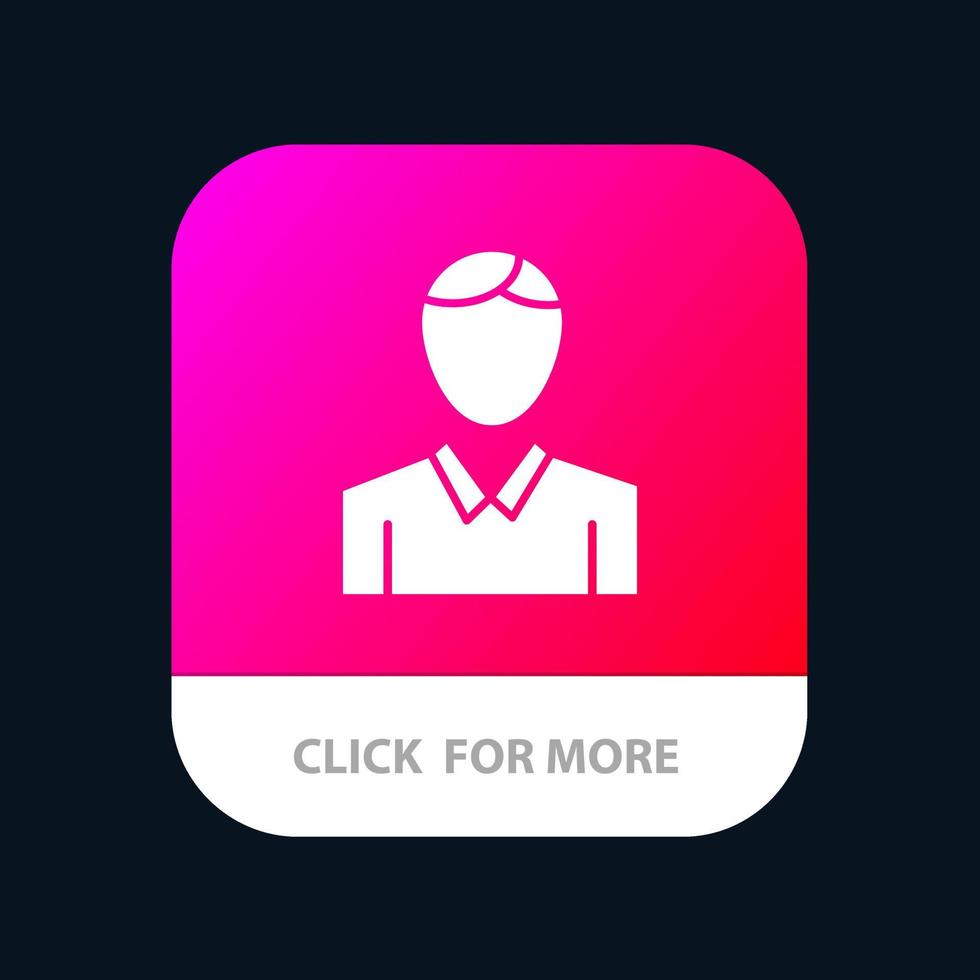 Account Human Man Person Mobile App Button Android and IOS Glyph Version vector