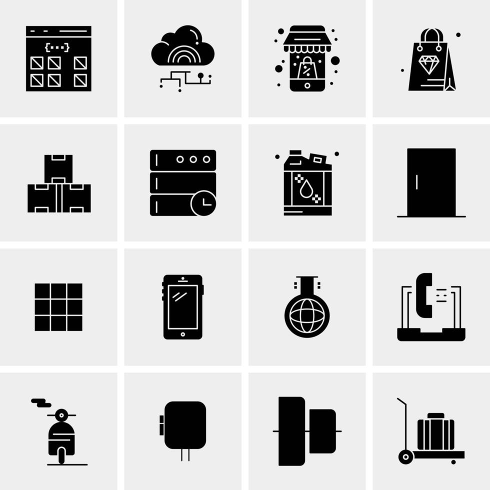 16 iconos de negocios universales vector ilustración de icono creativo para usar en proyectos relacionados con la web y dispositivos móviles