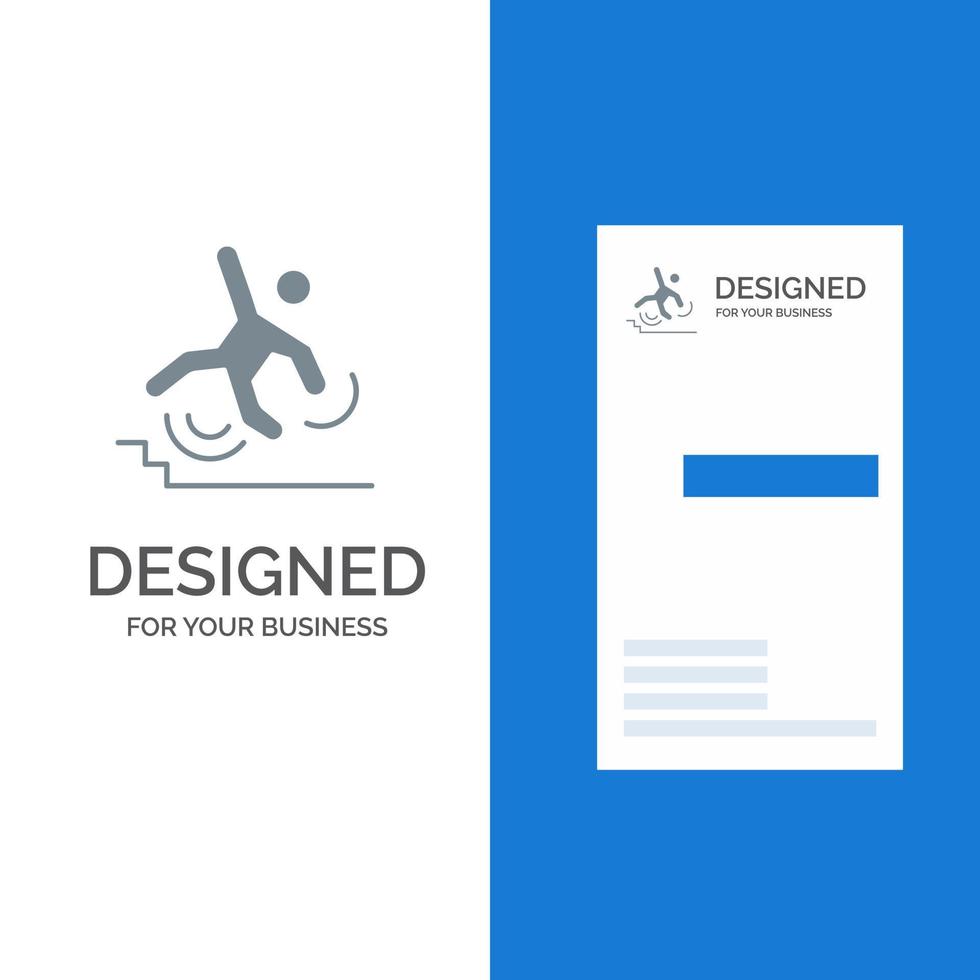 Business Crash Failed Failure Fall Grey Logo Design and Business Card Template vector