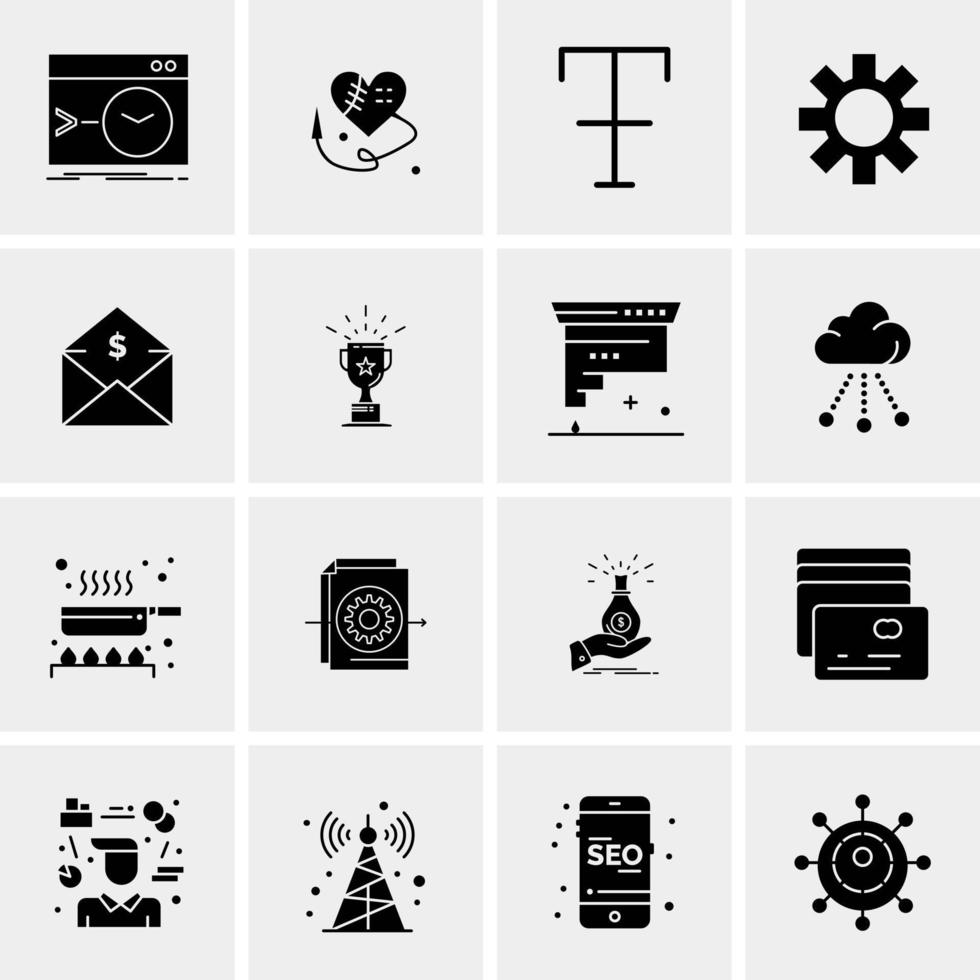 16 iconos de negocios universales vector ilustración de icono creativo para usar en proyectos relacionados con la web y dispositivos móviles