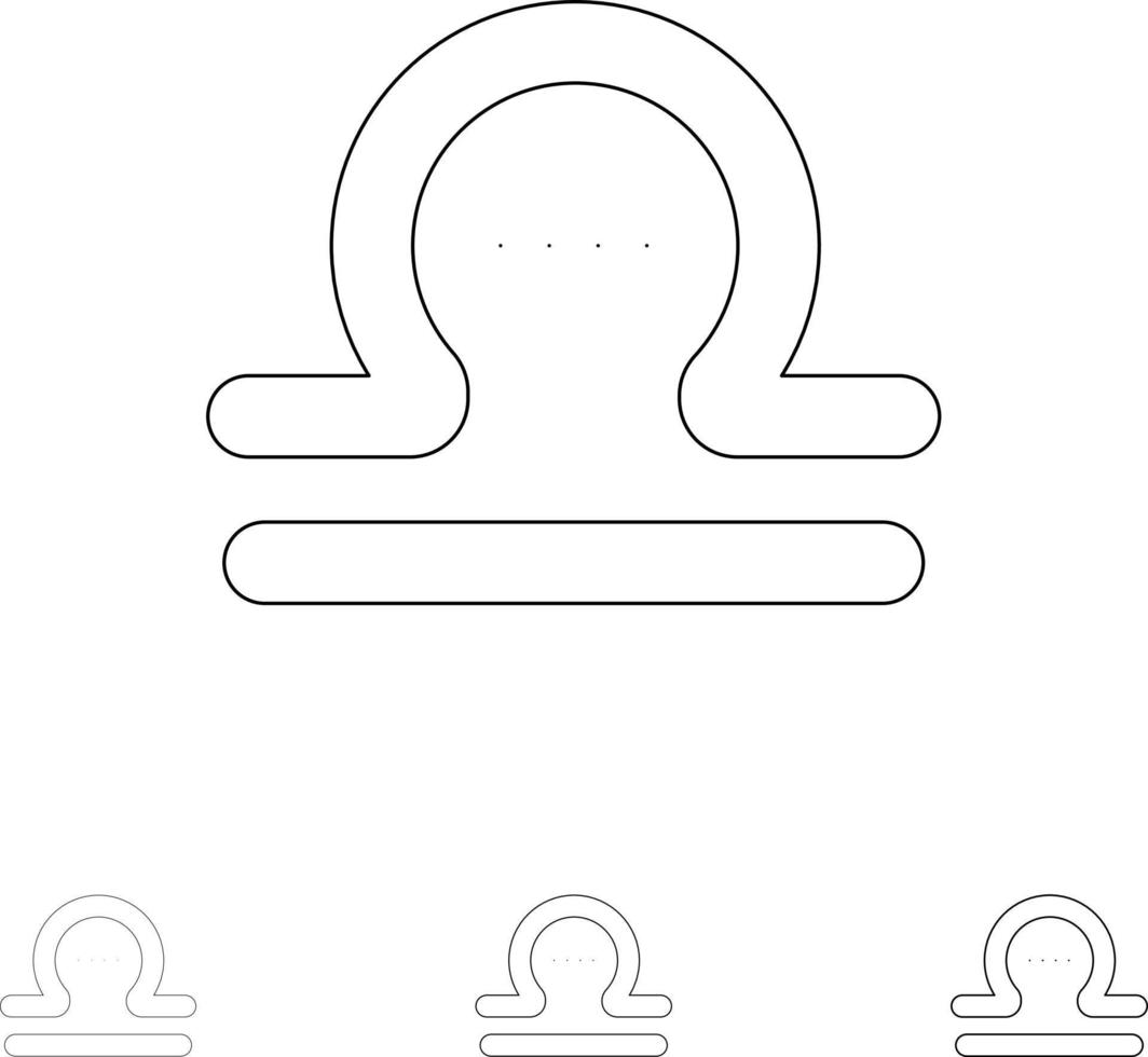 Astrology Libra Zodiac Greece Bold and thin black line icon set vector