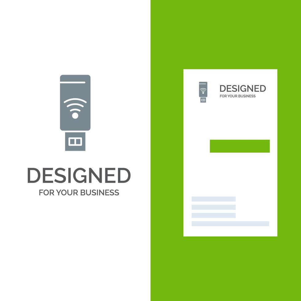 diseño de logotipo gris de señal de servicio wifi usb y plantilla de tarjeta de visita vector