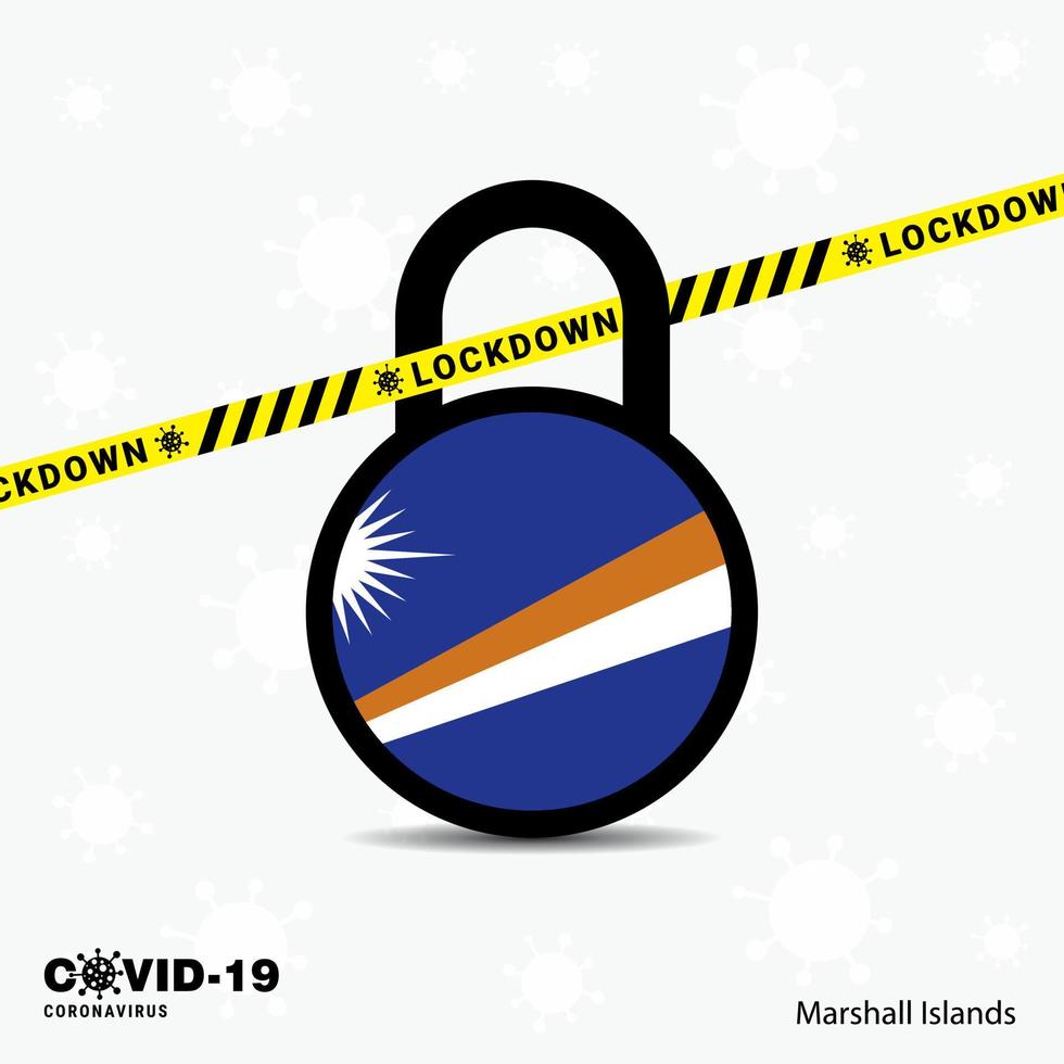 Marshall Islands Lock DOwn Lock Coronavirus pandemic awareness Template COVID19 Lock Down Design vector