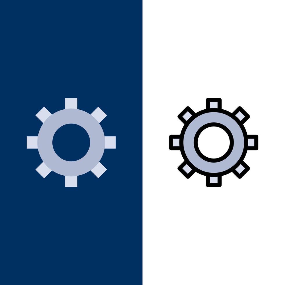 Cogs Gear Setting  Icons Flat and Line Filled Icon Set Vector Blue Background